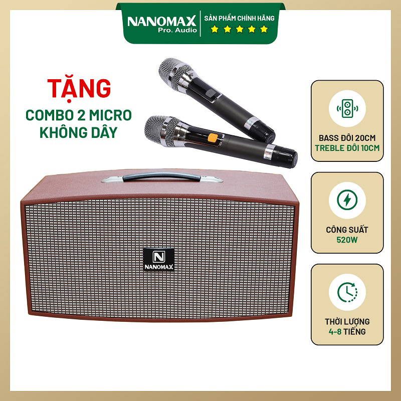 Loa karaoke xách tay Nanomax X-420 nâu 1